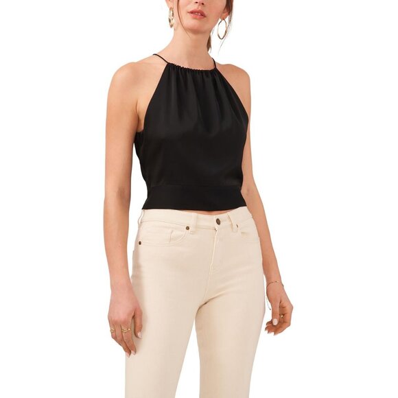 1. State Tops - 1. State Tie Back Gathered Neck Halter Top Womens S